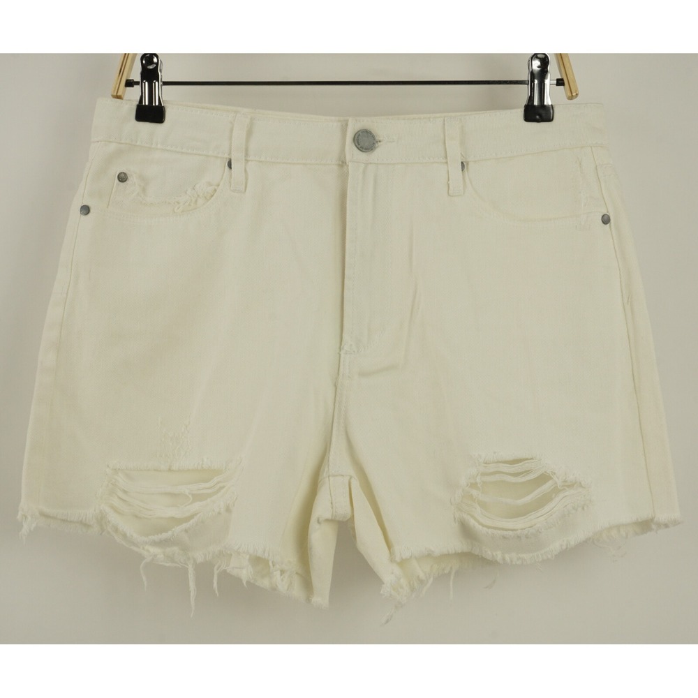 New Articles of Society Meredith Ripped High Waist Denim Shorts Women's 29 White